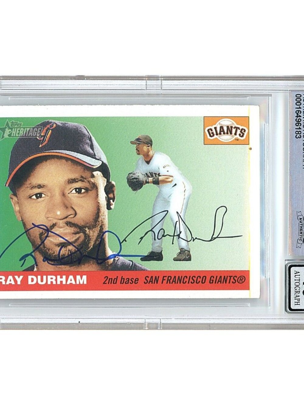 Ray Durham Signed 2004 Topps Heritage #86 SF Giants Beckett BAS Slab BGS Auto 10